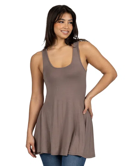 24seven Comfort Apparel Womens Scoop Neck Sleeveless Tunic Top In Gray