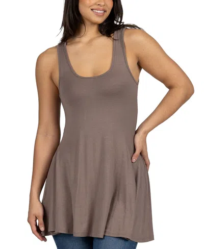 24seven Comfort Apparel Womens Scoop Neck Sleeveless Tunic Top In Taupe