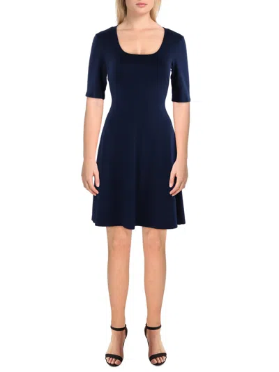 24SEVEN COMFORT APPAREL WOMENS SCOOPNECK ELBOW SLEEVE SHIFT DRESS