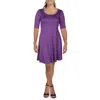24seven Comfort Apparel Womens Scoopneck Elbow Sleeve Shift Dress In Green