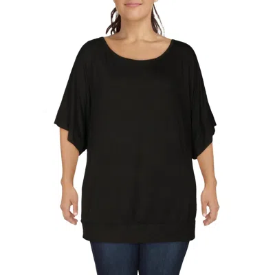 24seven Comfort Apparel Womens Scoopneck Flowy Pullover Top In Black