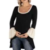 24seven Comfort Apparel Swing High Low Bell Sleeve Maternity Tunic Top In Multi