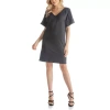 24seven Comfort Apparel Womens Short Sleeve A-line Dress In Black