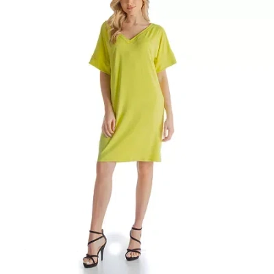 24seven Comfort Apparel Womens Short Sleeve A-line Dress In Green
