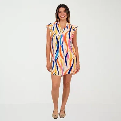 24seven Comfort Apparel Womens Short Sleeve Dots T-shirt Dress In Multi
