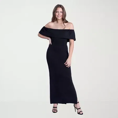 24seven Comfort Apparel Womens Short Sleeve Maxi Dress In Black