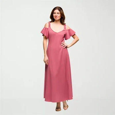 24seven Comfort Apparel Womens Short Sleeve Maxi Dress In Red