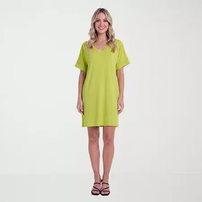 24seven Comfort Apparel Womens Short Sleeve T-shirt Dress In Green