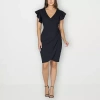 24seven Comfort Apparel Womens Short Sleeve Wrap Dress In Black