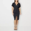 24seven Comfort Apparel Womens Short Sleeve Wrap Dress In Black