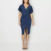 24seven Comfort Apparel Womens Short Sleeve Wrap Dress In Blue