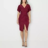 24seven Comfort Apparel Womens Short Sleeve Wrap Dress In Red