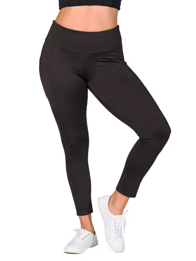 24seven Comfort Apparel Womens Side Pocket Ankle Length Yoga Pant Leggings In Black