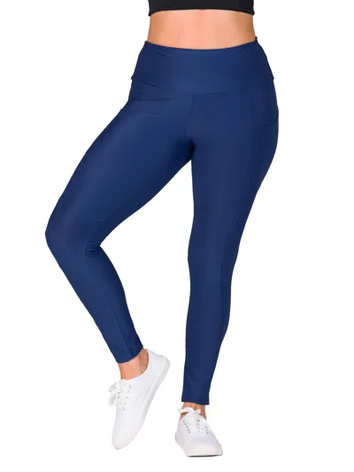 24seven Comfort Apparel Womens Side Pocket Ankle Length Yoga Pant Leggings In Blue