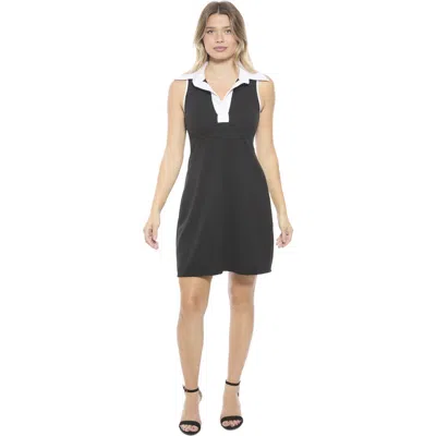 24seven Comfort Apparel Womens Sleeveless Flared A-line Mini Dress In Black