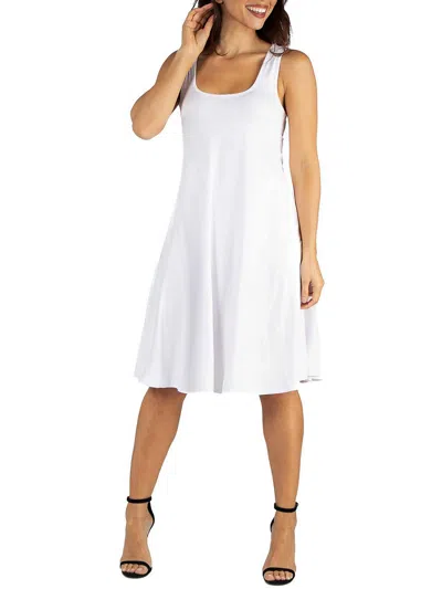 24seven Comfort Apparel Womens Sleeveless Knee Length Midi Dress In White