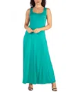 24seven Comfort Apparel Slim Fit A Line Sleeveless Maternity Maxi Dress In Blue