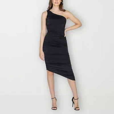 24seven Comfort Apparel Womens Sleeveless Midi Party Dress In Black