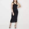 24seven Comfort Apparel Womens Sleeveless Midi Party Dress In Black