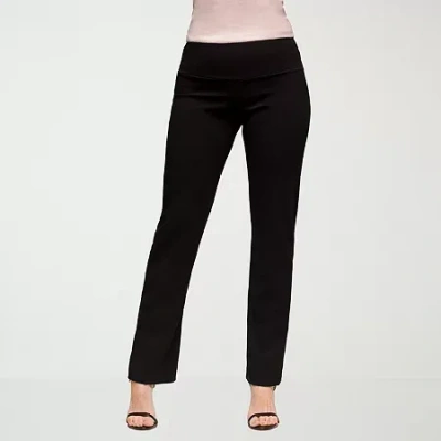 24seven Comfort Apparel Womens Slim Mid Rise Pant In Black