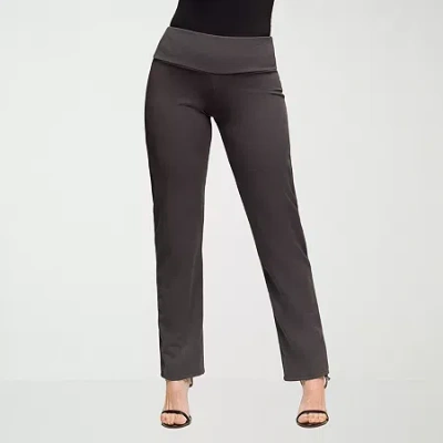 24seven Comfort Apparel Womens Slim Mid Rise Pant In Gray