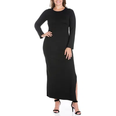 24seven Comfort Apparel Womens Solid Jersey Maxi Dress In Black