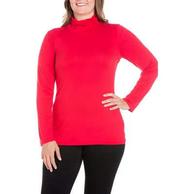 24seven Comfort Apparel Womens Solid Jersey Turtleneck Top In Red