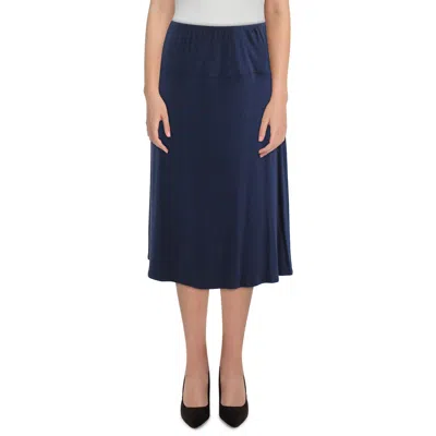 24seven Comfort Apparel Womens Solid Rayon A-line Skirt In Blue