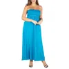 24seven Comfort Apparel Womens Strapless Long Maxi Dress In Blue