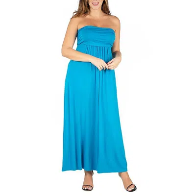 24seven Comfort Apparel Womens Strapless Long Maxi Dress In Blue