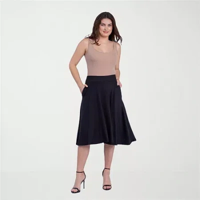 24seven Comfort Apparel Womens Stretch Fabric Mid Rise Pleated Skirt In Black