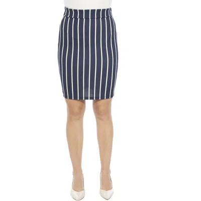 24seven Comfort Apparel Womens Striped Elastic Waist Knee Length Pencil Skirt In Multi