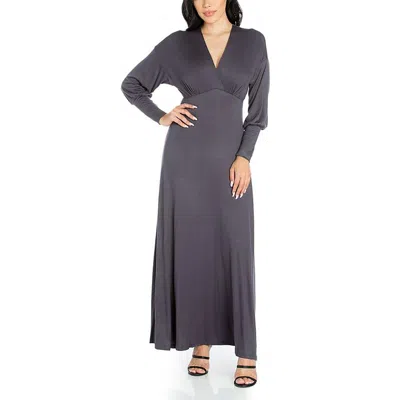 24seven Comfort Apparel Womens Surplice Long Maxi Dress In Pink