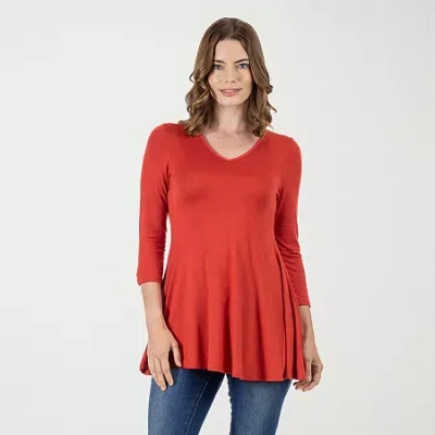 24seven Comfort Apparel Womens V Neck 3/4 Sleeve Tunic Top In Multi