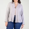 24seven Comfort Apparel Womens V Neck Long Sleeve Button Plus Cardigan In Gray