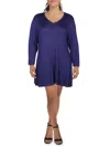 24seven Comfort Apparel Womens V-neck Tunic Pullover Top In Blue