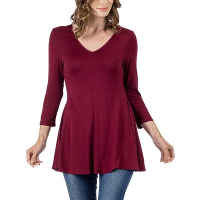 24SEVEN COMFORT APPAREL WOMENS V-NECK TUNIC PULLOVER TOP