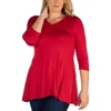 24seven Comfort Apparel Womens V-neck Tunic Pullover Top In Red