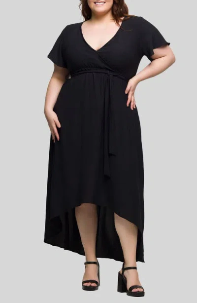 24seven Comfort Apparel Wrap Front High-low Dress