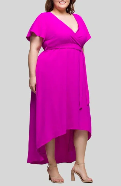 24seven Comfort Apparel Wrap Front High-low Dress