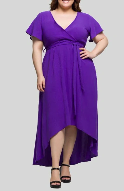 24seven Comfort Apparel Wrap Front High-low Dress
