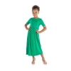 24sevenkid Big Kid Girls Short Sleeve A-line Dress In Green