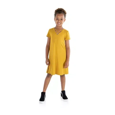 24sevenkid Big Kid Girls Short Sleeve A-line Dress In Yellow