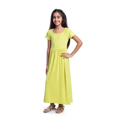 24sevenkid Big Kid Girls Short Sleeve Maxi Dress In Yellow
