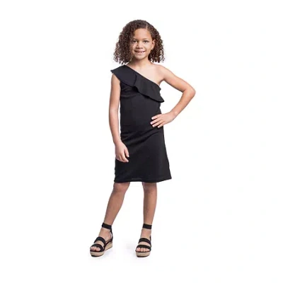 24sevenkid Big Kid Girls Sleeveless One Shoulder Maxi Dress In Black
