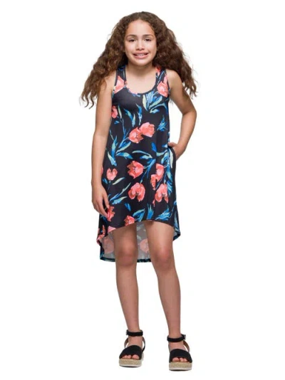 24sevenkid Black Floral High Low Sleeveless Pocket Dress In Multi