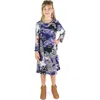 24sevenkid Blue Paisley Long Sleeve Loose Fit Knee Length Tunic Pocket Dress