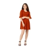 24sevenkid Elbow Length Sleeve Fit And Flare Party Dress In Brown