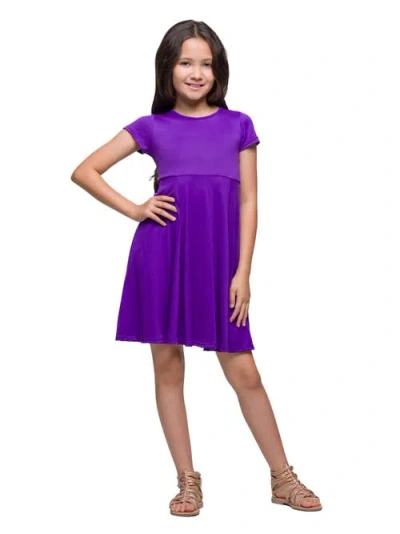 24sevenkid Flowy Short Sleeve Dress In Purple