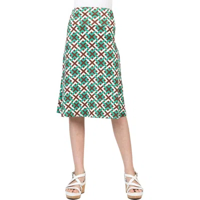 24sevenkid Green Geo Print Knee Length Skirt In Multi